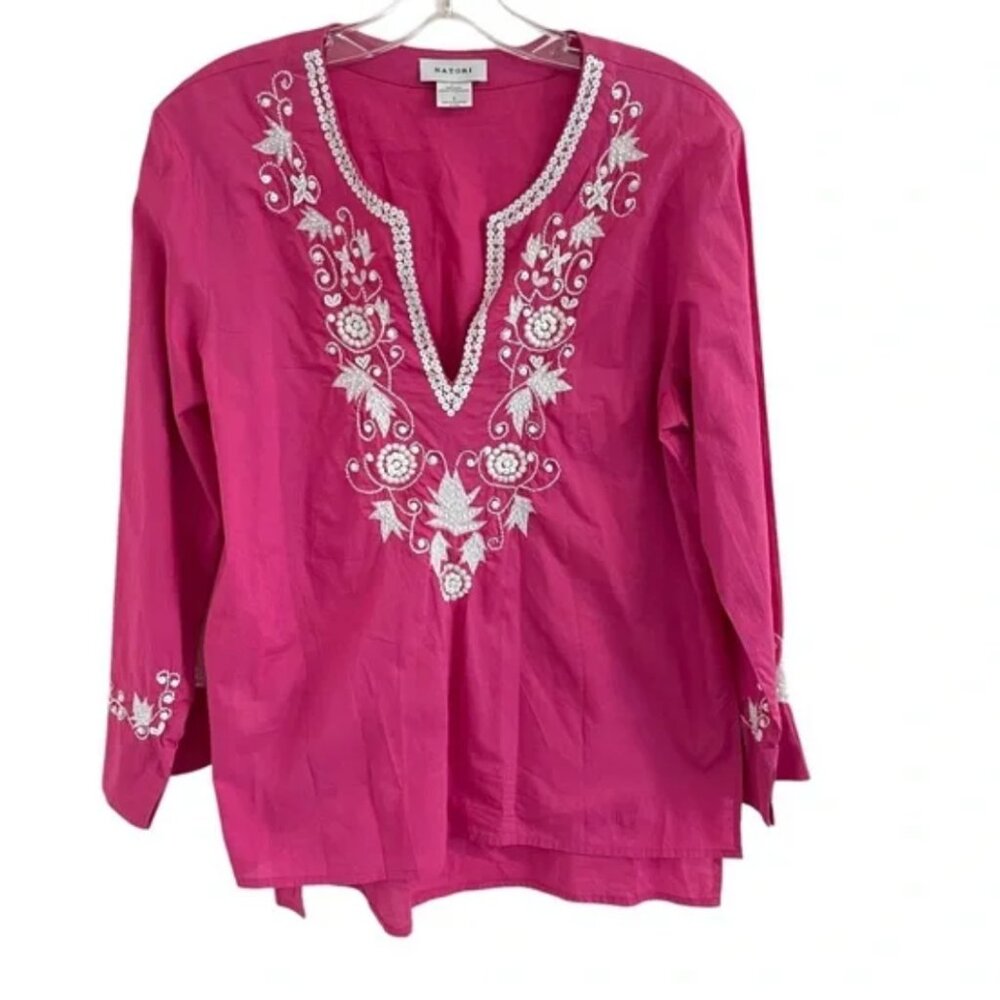Natori Pink Tunic Top Cotton Size Small